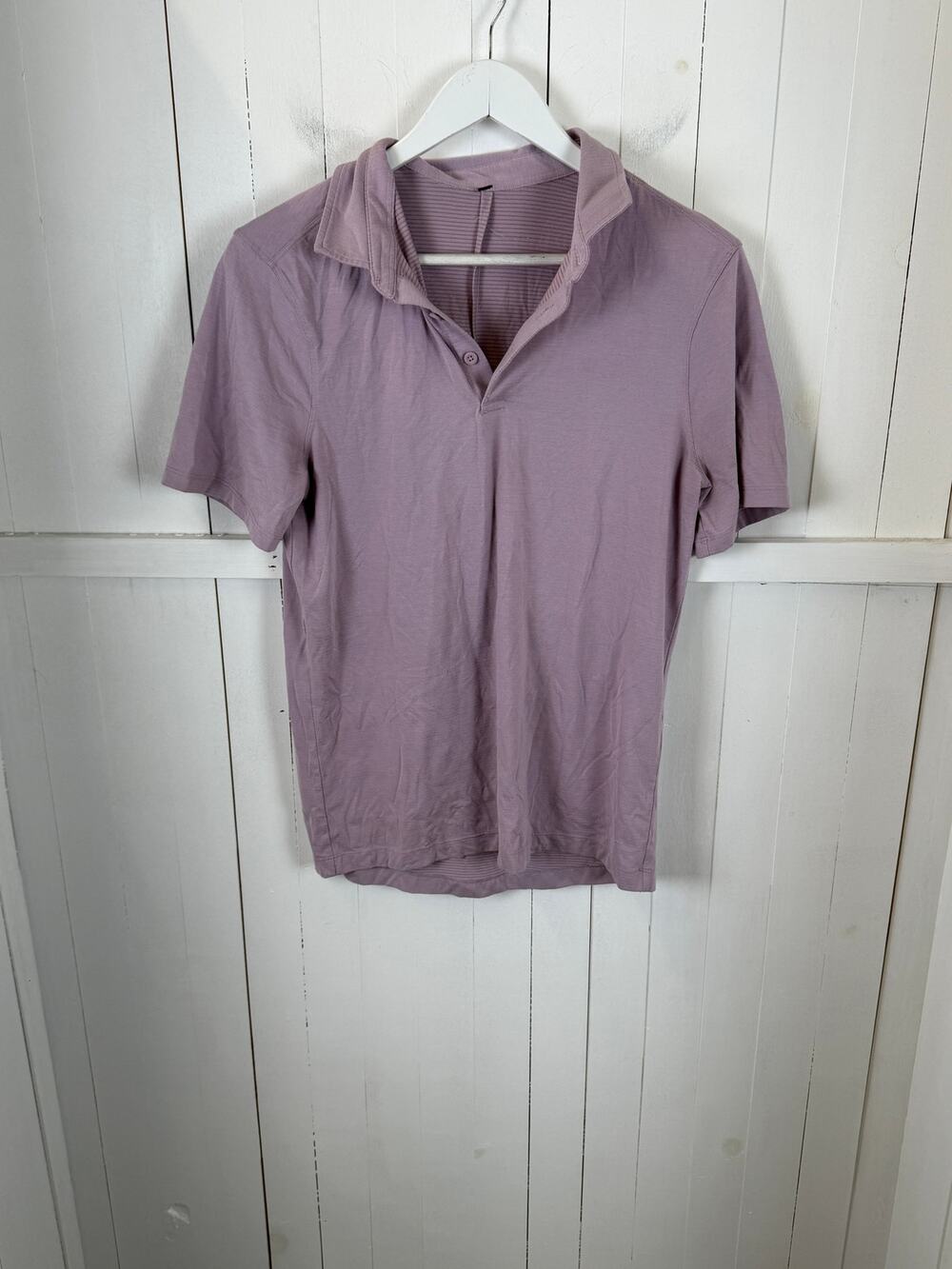 Lululemon Men's Pink Polo Shirt Size M Polyester Excellent